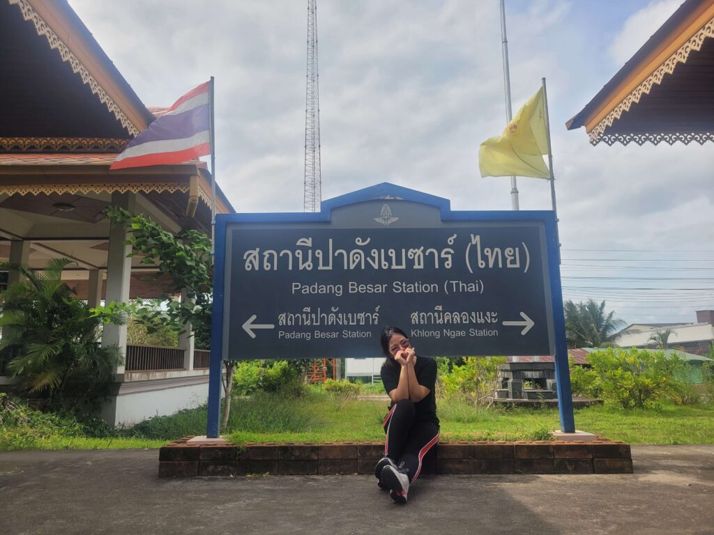 Marez posing at the Padang Besar Station Thailand